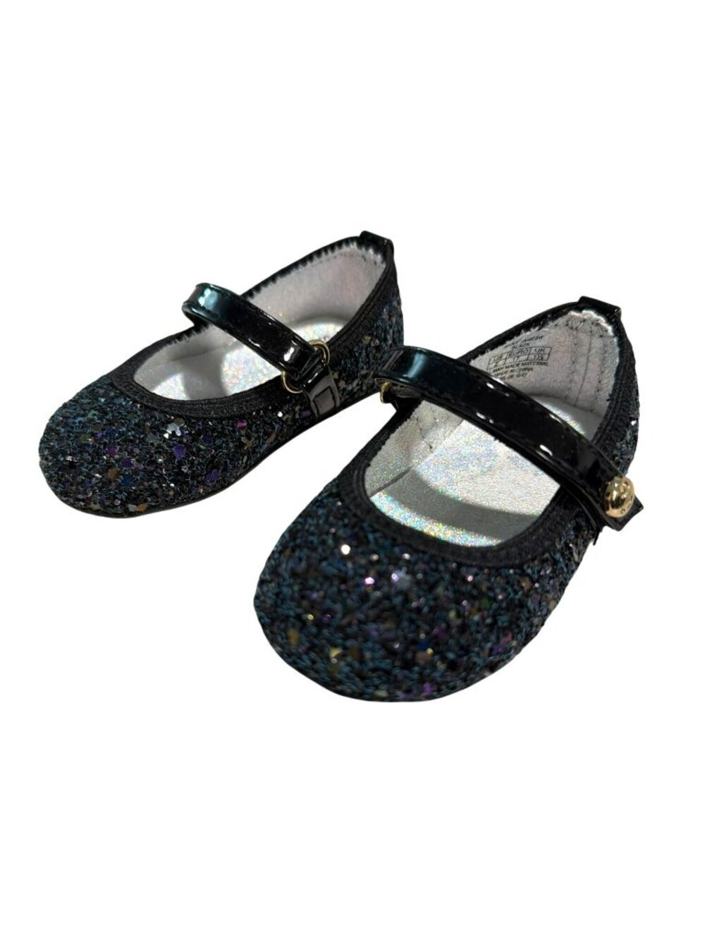 Stuart Weitzman Baby Girls Black Glitter Mary Jane Shoes With Box Size 1 - Picture 3 of 7